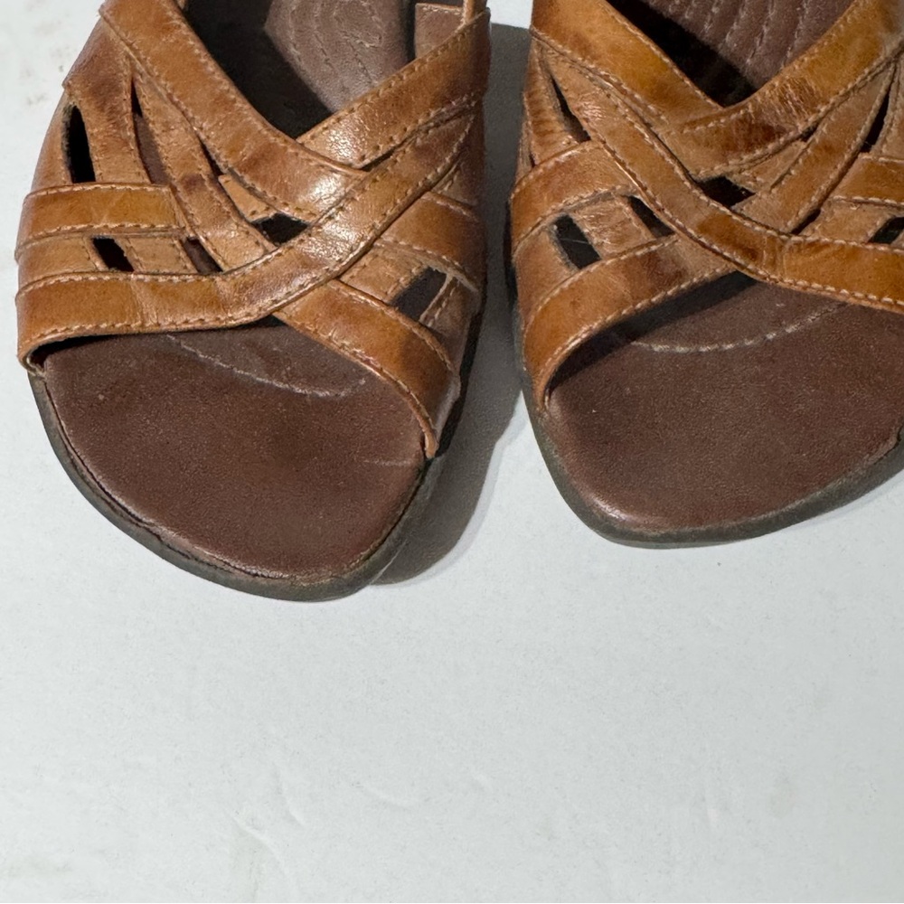 Earth Spirit Comfort First Brown Leather Open Toe‎ Slip On Sandals Size 6.5 - Picture 5 of 8
